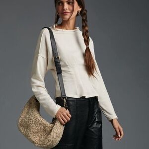 BOGO! Anthropologie Pilcro Corset Sweatshirt Heather Oatmeal XS